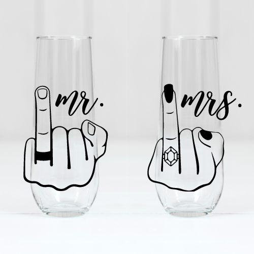 Mr. & Mrs. | VINYL | 10oz Stemless Flute Glass