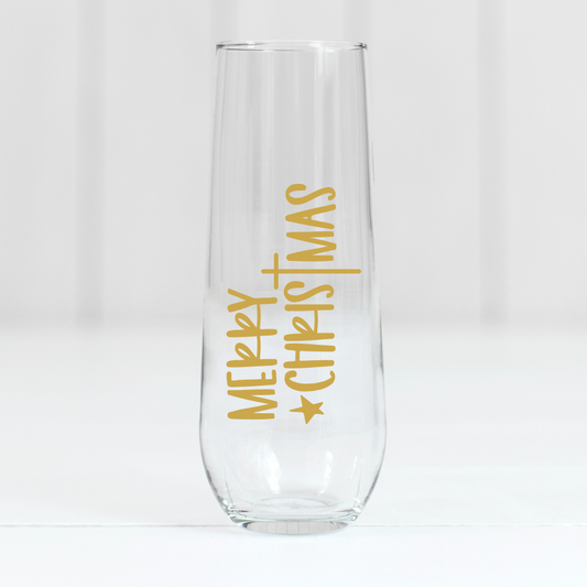 Merry Christmas | VINYL | 10oz Stemless Flute Glass