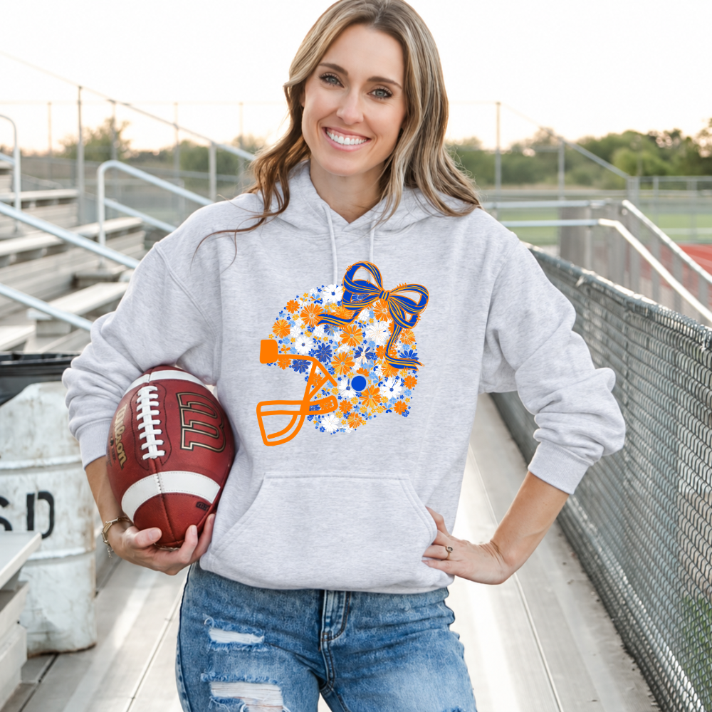 Floral Football Helmet - Team Colors | Unisex Hoodie Sweatshirt [GILDAN]
