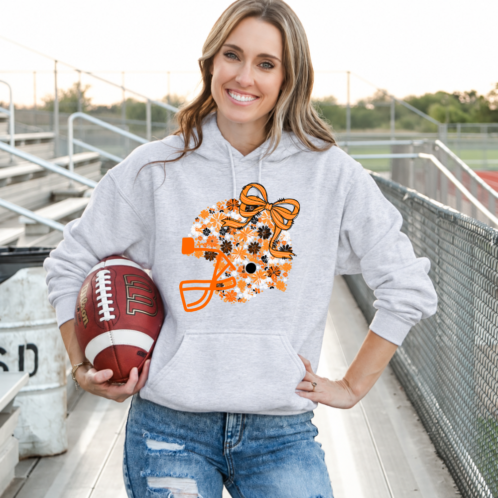 Floral Football Helmet - Team Colors | Unisex Hoodie Sweatshirt [GILDAN]