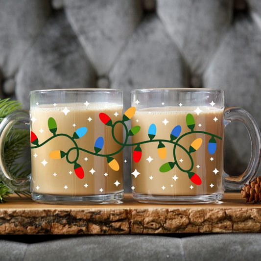 Christmas Lights | VINYL | 12 oz Clear Coffee Mug