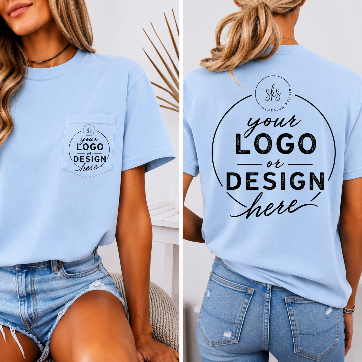 CUSTOM LOGO | Unisex Pocket Tee [COMFORT COLORS]