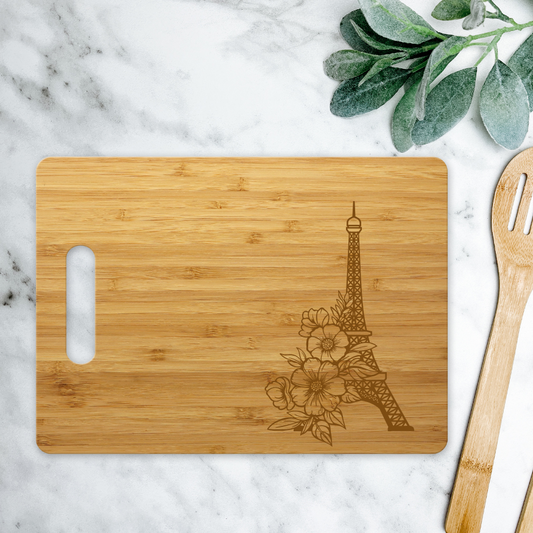 Eiffel Tower Floral | ENGRAVED | 15" x 11" Cutting Board