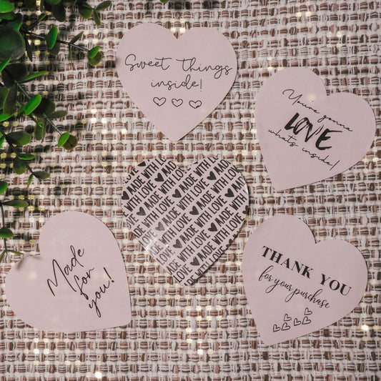 3" Heart Shaped Thank You Sticker | Happy Mail | Small Business Shipping Stickers