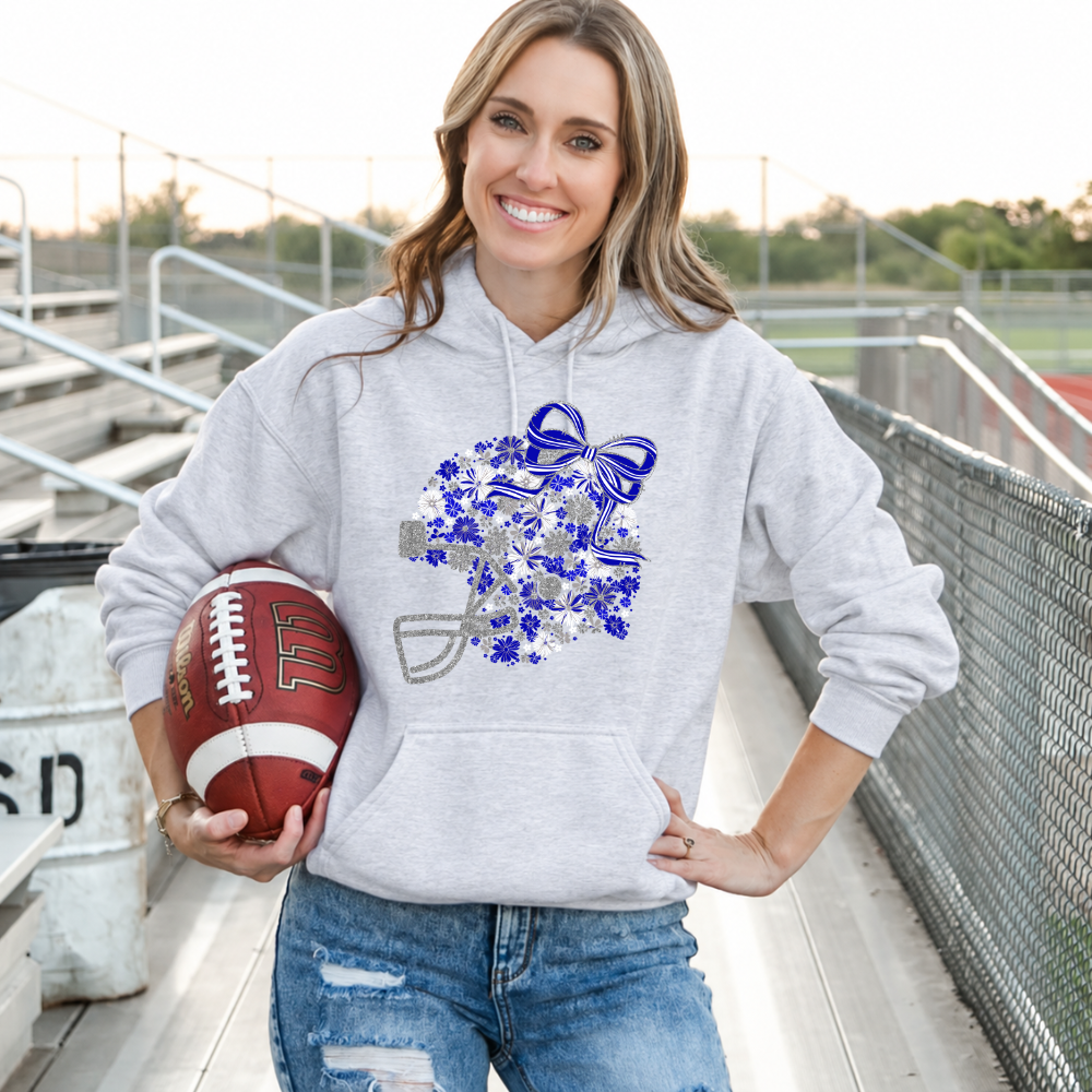 Floral Football Helmet - Team Colors | Unisex Hoodie Sweatshirt [GILDAN]