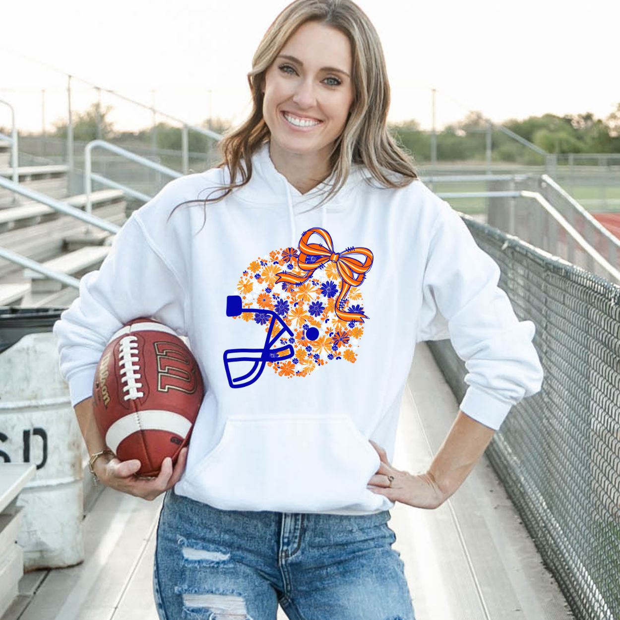 Floral Football Helmet - Team Colors | Unisex Hoodie Sweatshirt [GILDAN]