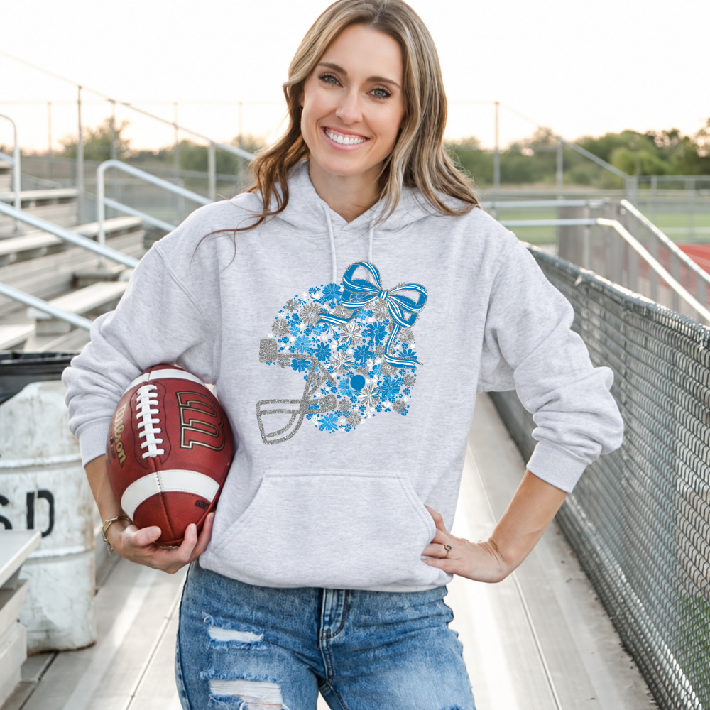 Floral Football Helmet - Team Colors | Unisex Hoodie Sweatshirt [GILDAN]