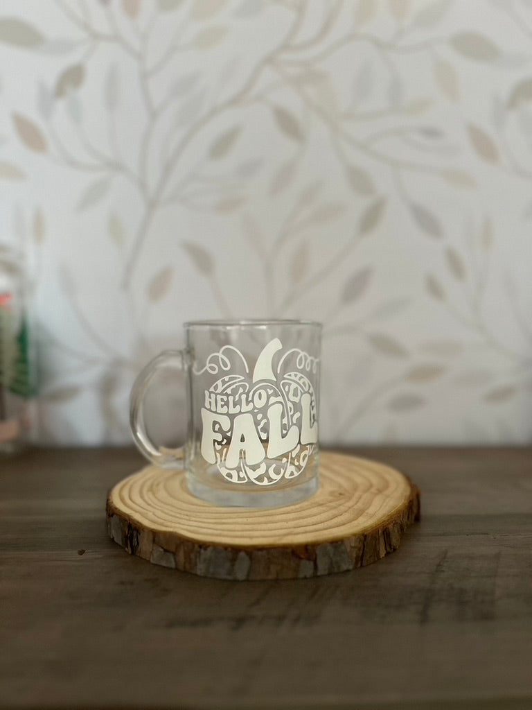 Hello Fall | VINYL | 12 oz Clear Coffee Mug