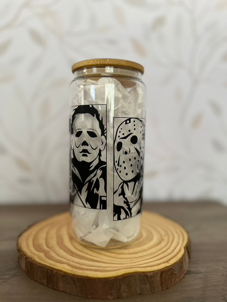 Horror Movies | VINYL | 20 oz Libbey Can Glass with Bamboo Lid & Straw