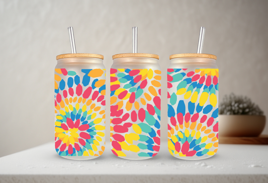 Tie Dye | VINYL | 20 oz Libbey Can Glass with Bamboo Lid & Straw