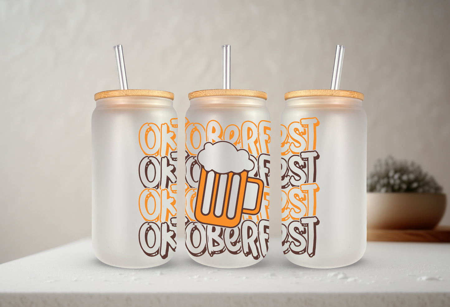 Oktoberfest | VINYL | 20 oz Libbey Can Glass with Bamboo Lid & Straw