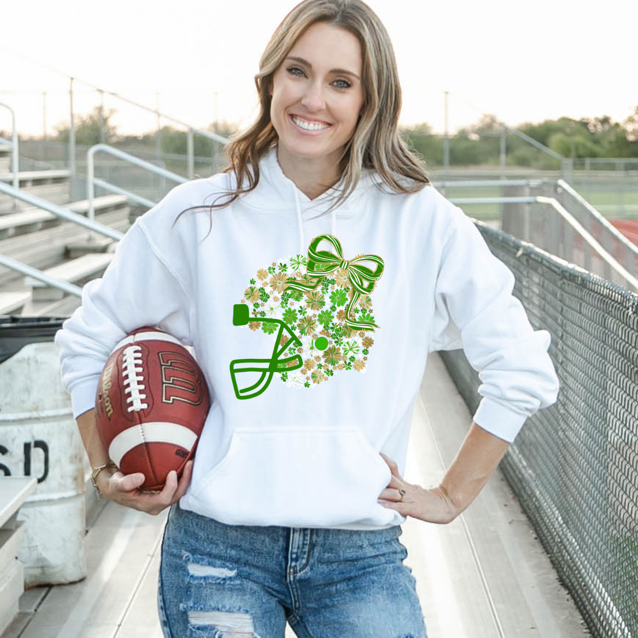 Floral Football Helmet - Team Colors | Unisex Hoodie Sweatshirt [GILDAN]