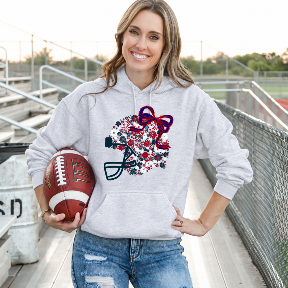 Floral Football Helmet - Team Colors | Unisex Hoodie Sweatshirt [GILDAN]
