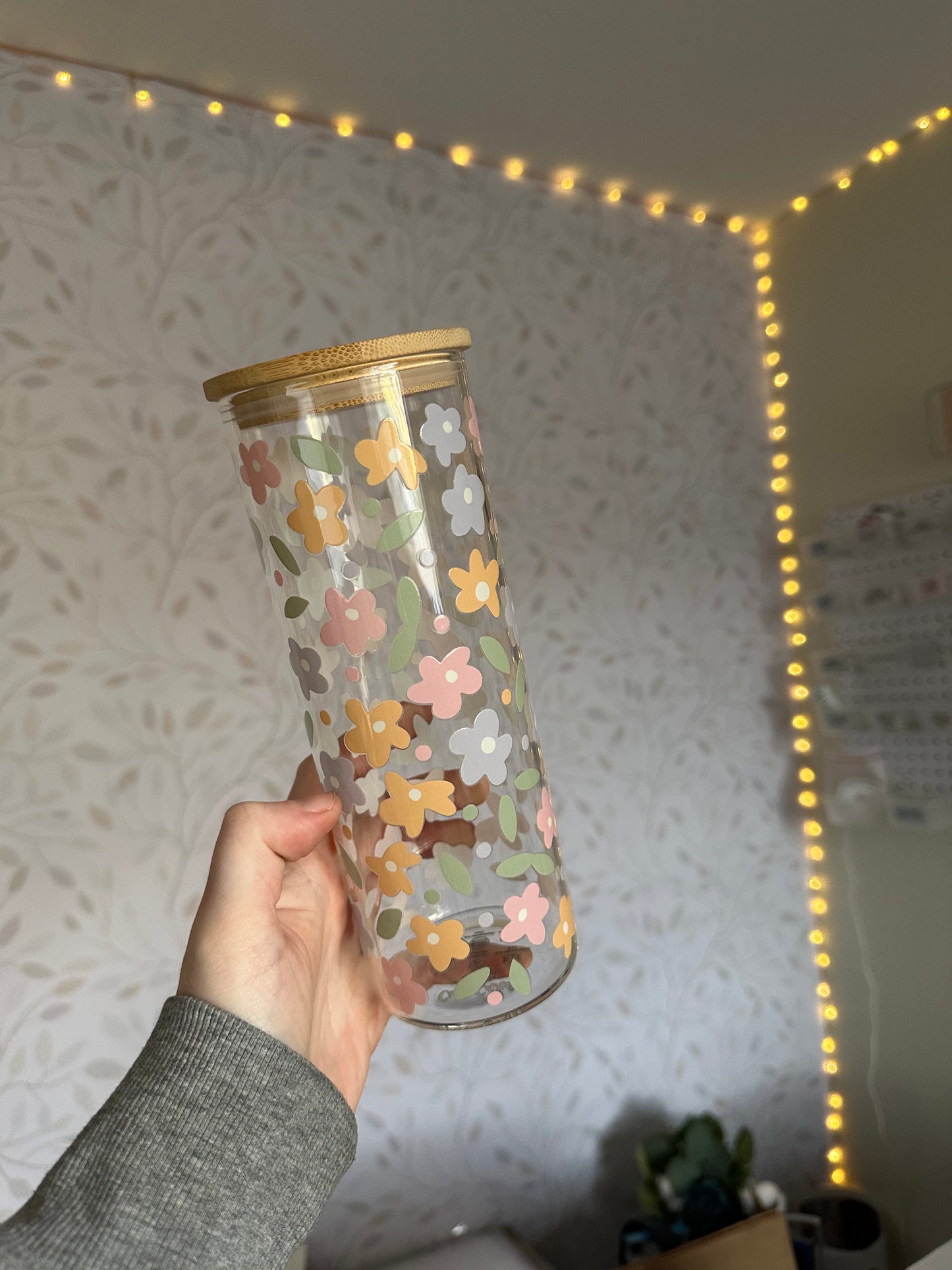 Pastel Petals | UVDTF | 25oz Skinny Glass Tumbler