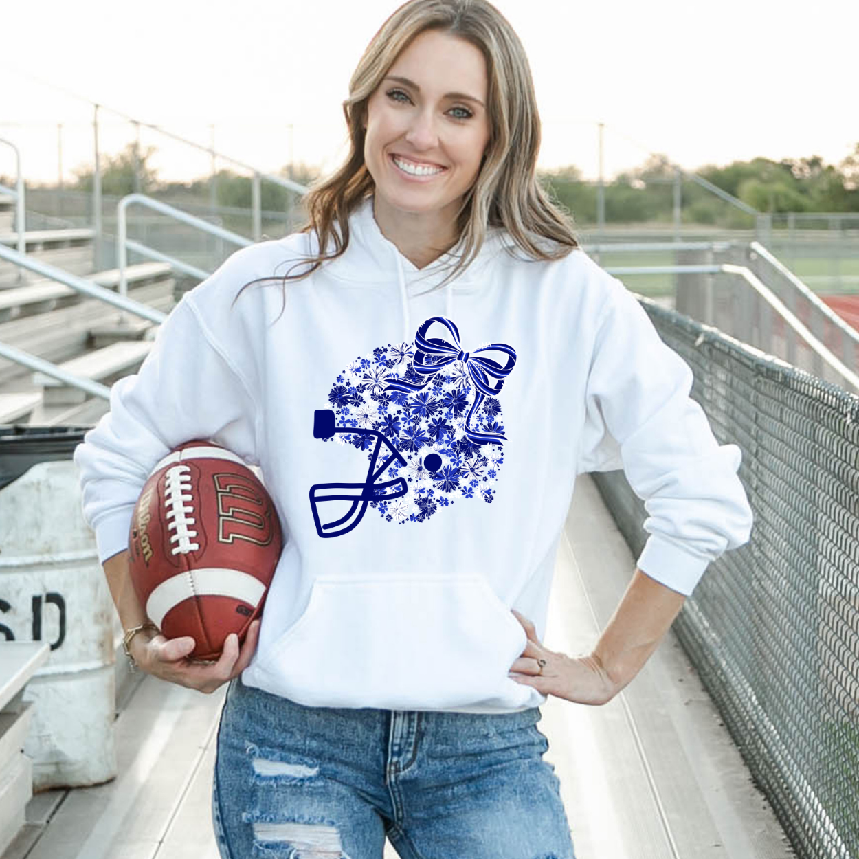 Floral Football Helmet - Team Colors | Unisex Hoodie Sweatshirt [GILDAN]