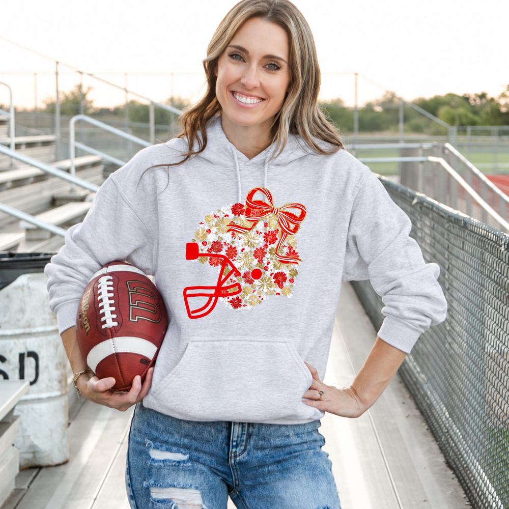 Floral Football Helmet - Team Colors | Unisex Hoodie Sweatshirt [GILDAN]