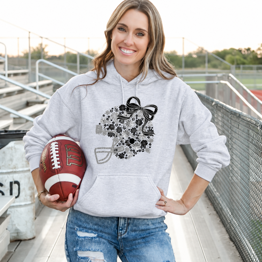 Floral Football Helmet - Team Colors | Unisex Hoodie Sweatshirt [GILDAN]