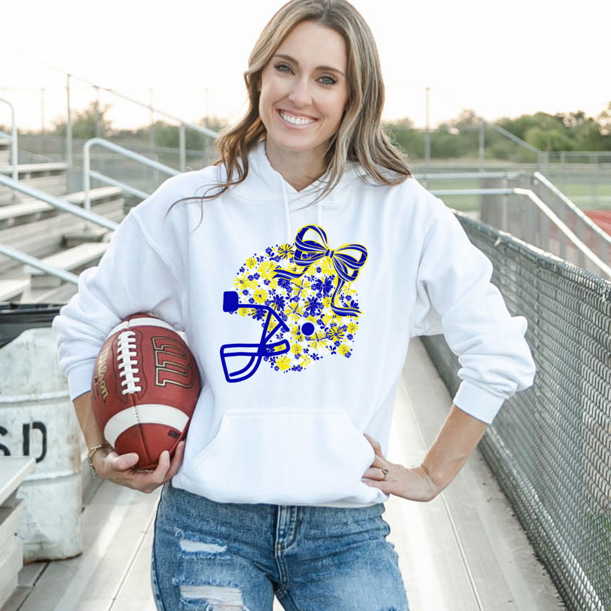 Floral Football Helmet - Team Colors | Unisex Hoodie Sweatshirt [GILDAN]