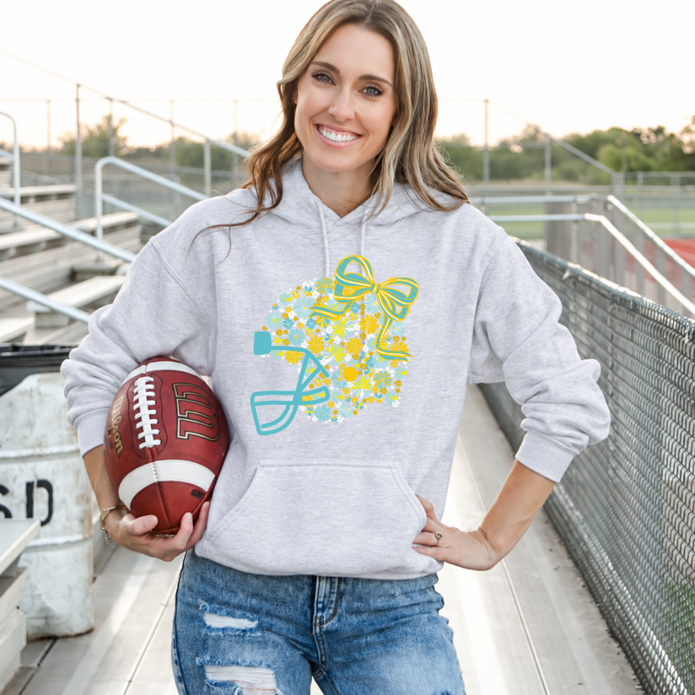 Floral Football Helmet - Team Colors | Unisex Hoodie Sweatshirt [GILDAN]