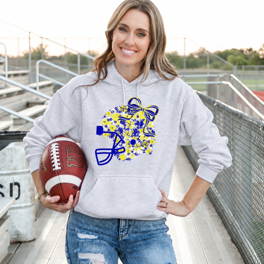 Floral Football Helmet - Team Colors | Unisex Hoodie Sweatshirt [GILDAN]