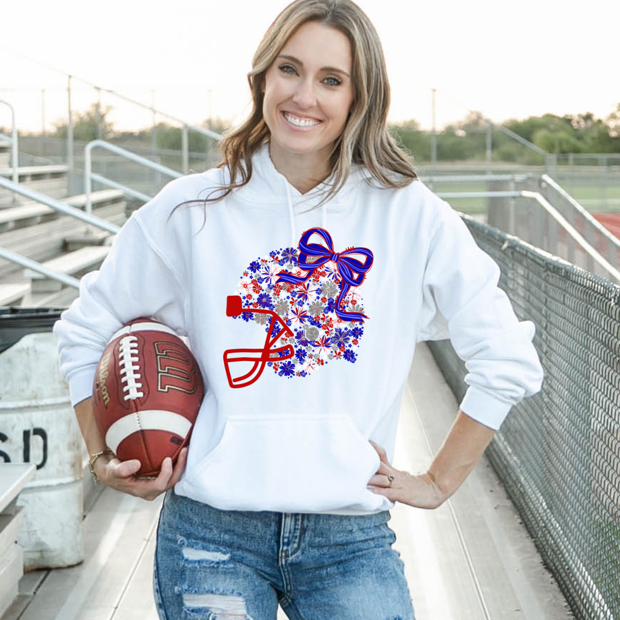 Floral Football Helmet - Team Colors | Unisex Hoodie Sweatshirt [GILDAN]