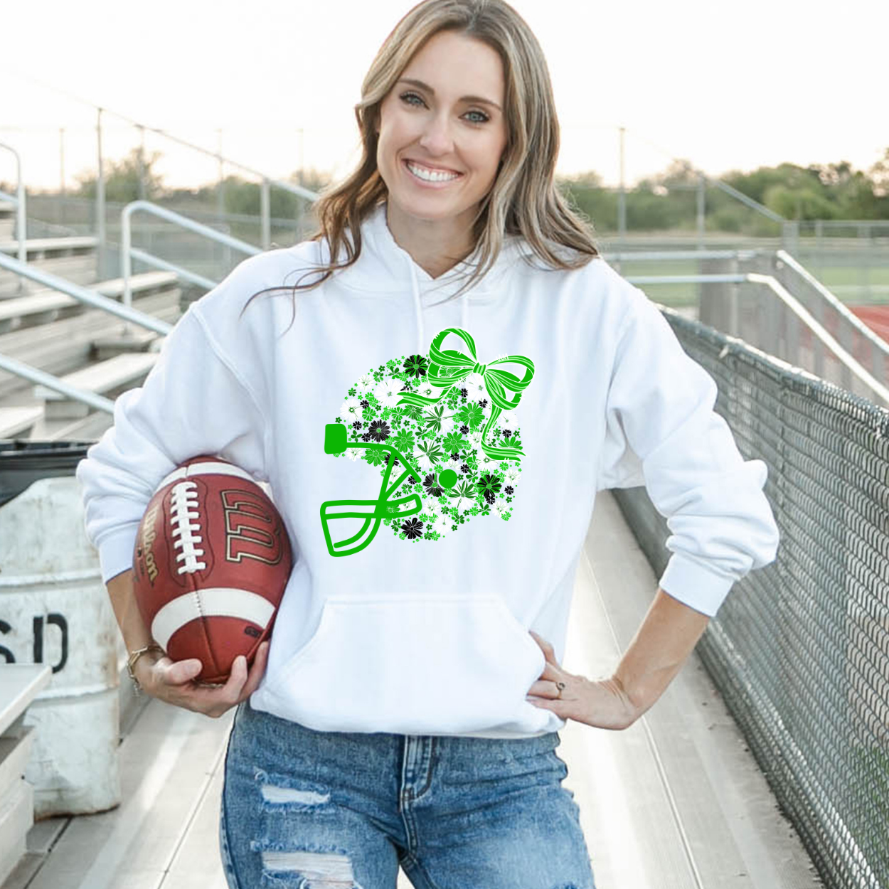 Floral Football Helmet - Team Colors | Unisex Hoodie Sweatshirt [GILDAN]