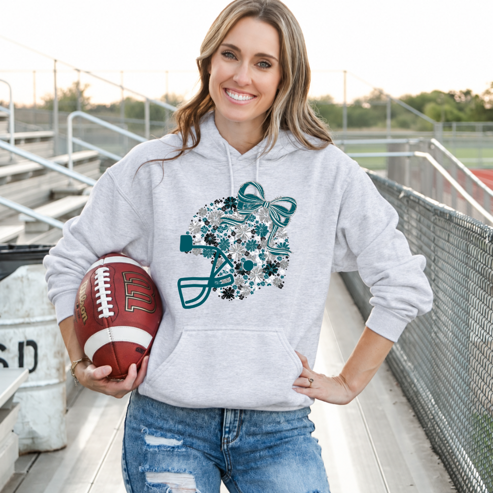 Floral Football Helmet - Team Colors | Unisex Hoodie Sweatshirt [GILDAN]