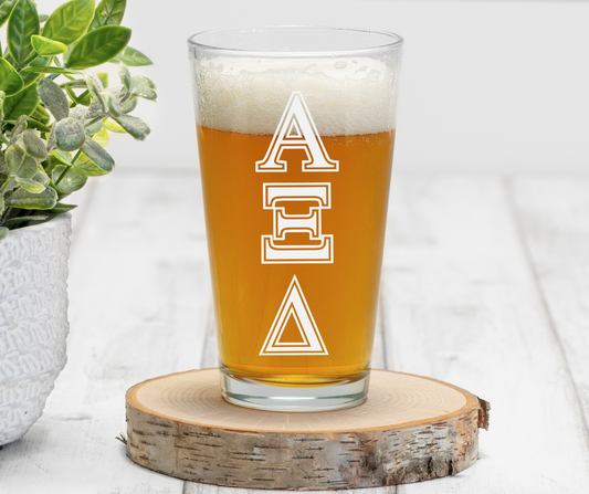 Greek Letters, Sorority, Fraternity | ENGRAVED | 16 oz Pint Glass