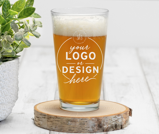 Custom Logo | ENGRAVED | 16 oz Pint Glass