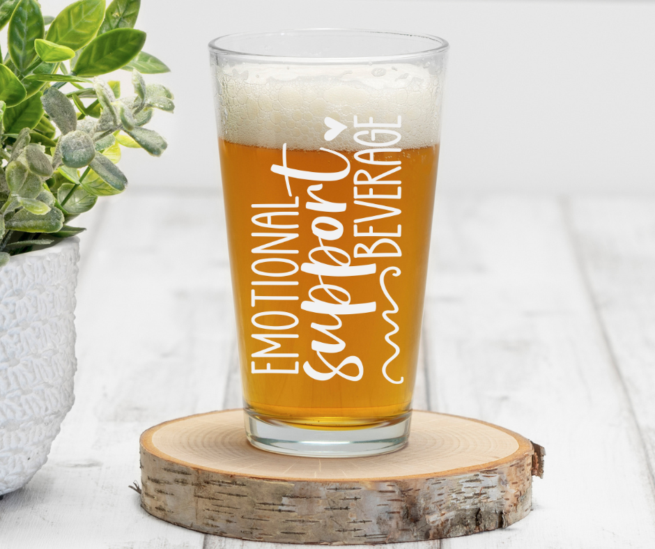 Emotional Support Beverage | ENGRAVED | 16 oz Pint Glass