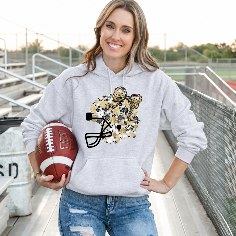 Floral Football Helmet - Team Colors | Unisex Hoodie Sweatshirt [GILDAN]