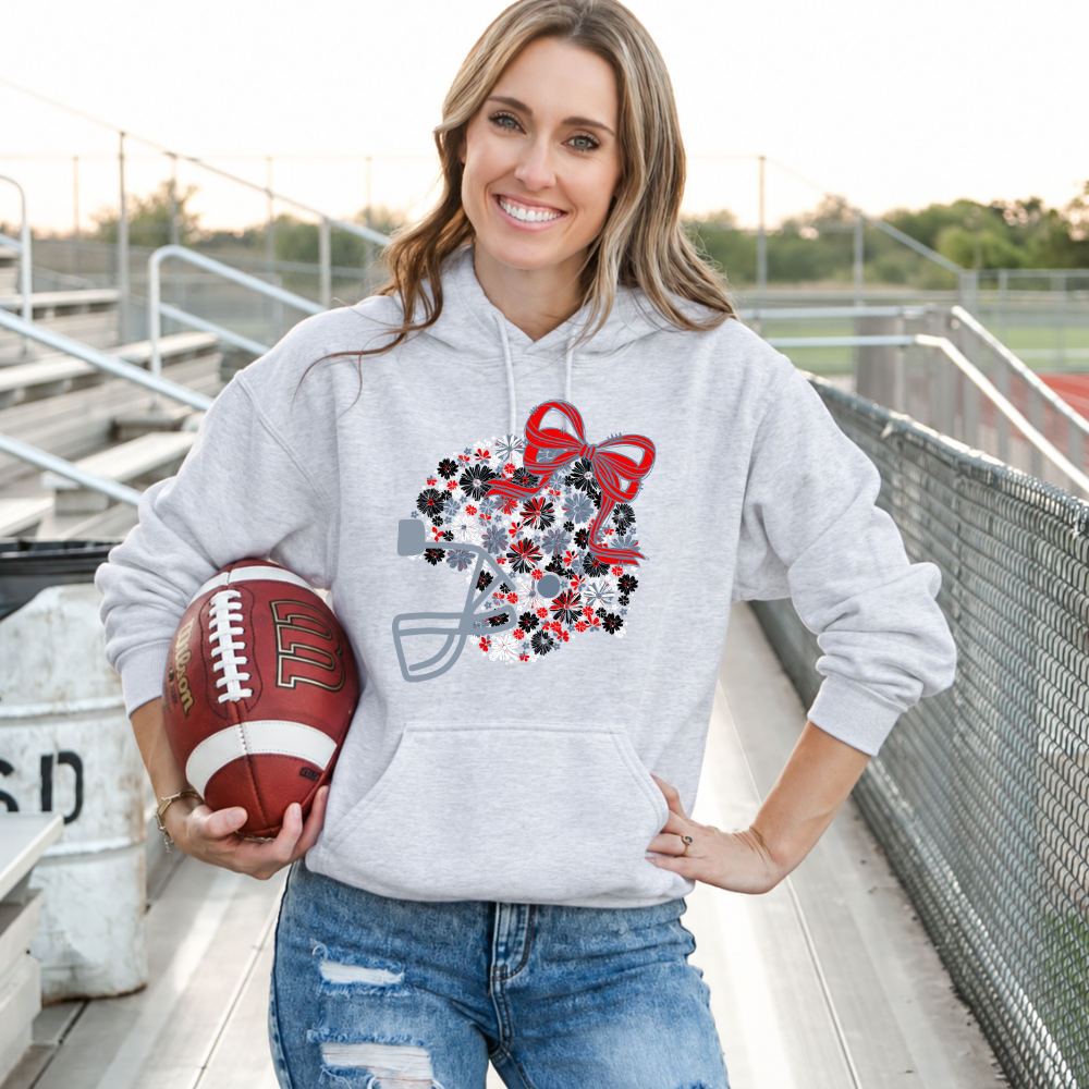 Floral Football Helmet - Team Colors | Unisex Hoodie Sweatshirt [GILDAN]