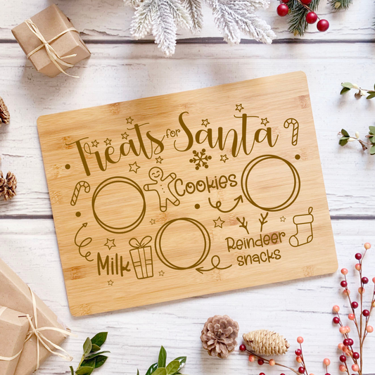 Treats for Santa | ENGRAVED | 12" x 9" Cutting Board