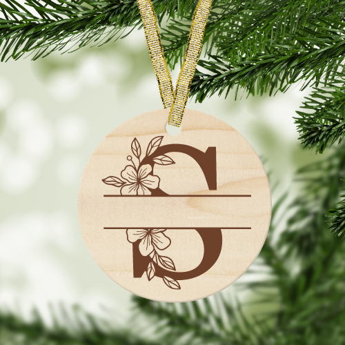 PERSONALIZED Floral Monogram | ENGRAVED | Christmas Ornament