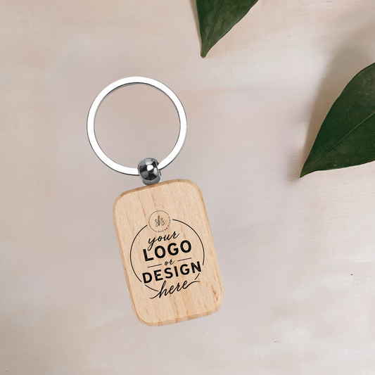 CUSTOM LOGO | ENGRAVED | Wood Keychain