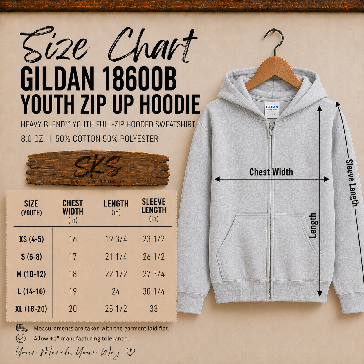 CUSTOM LOGO | Youth Zip Up Hoodie [GILDAN]