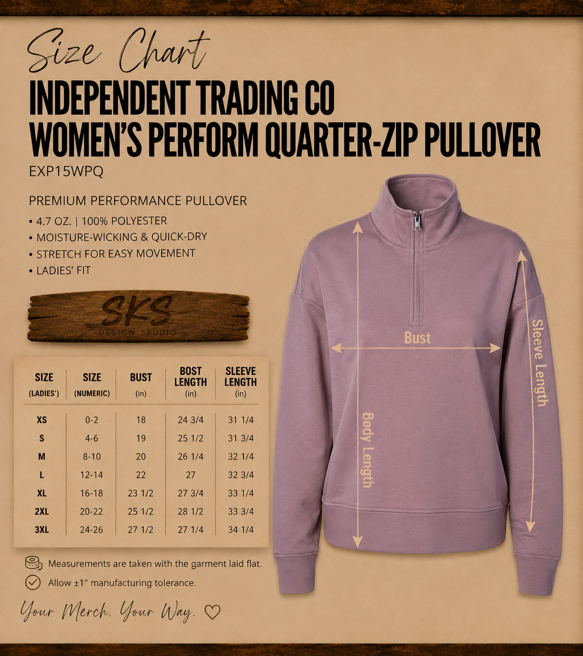 CUSTOM LOGO | Women's Quarter-Zip Pullover [INDEPENDENT TRADING CO]