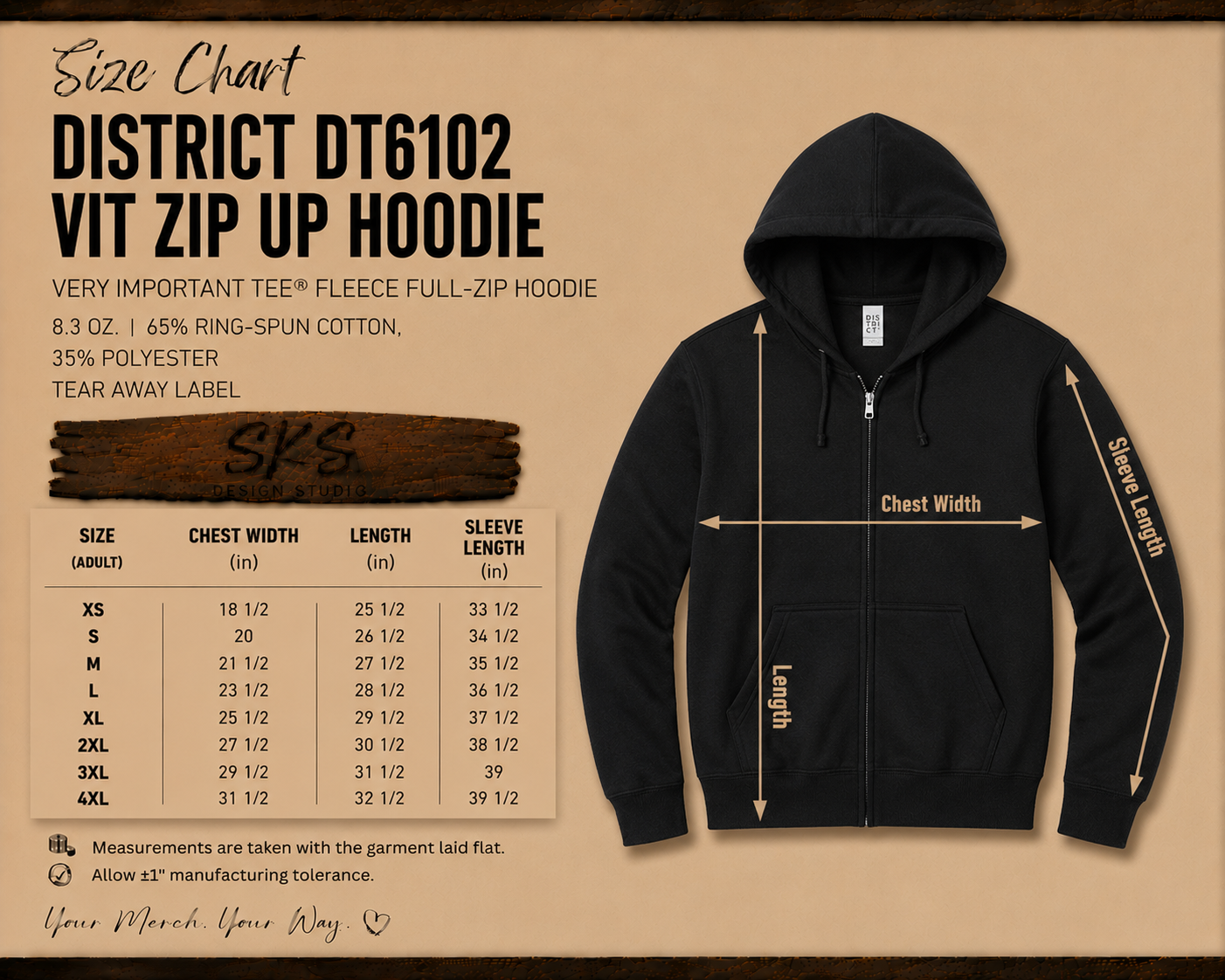 CUSTOM LOGO | Unisex Zip Up Hoodie [DISTRICT]