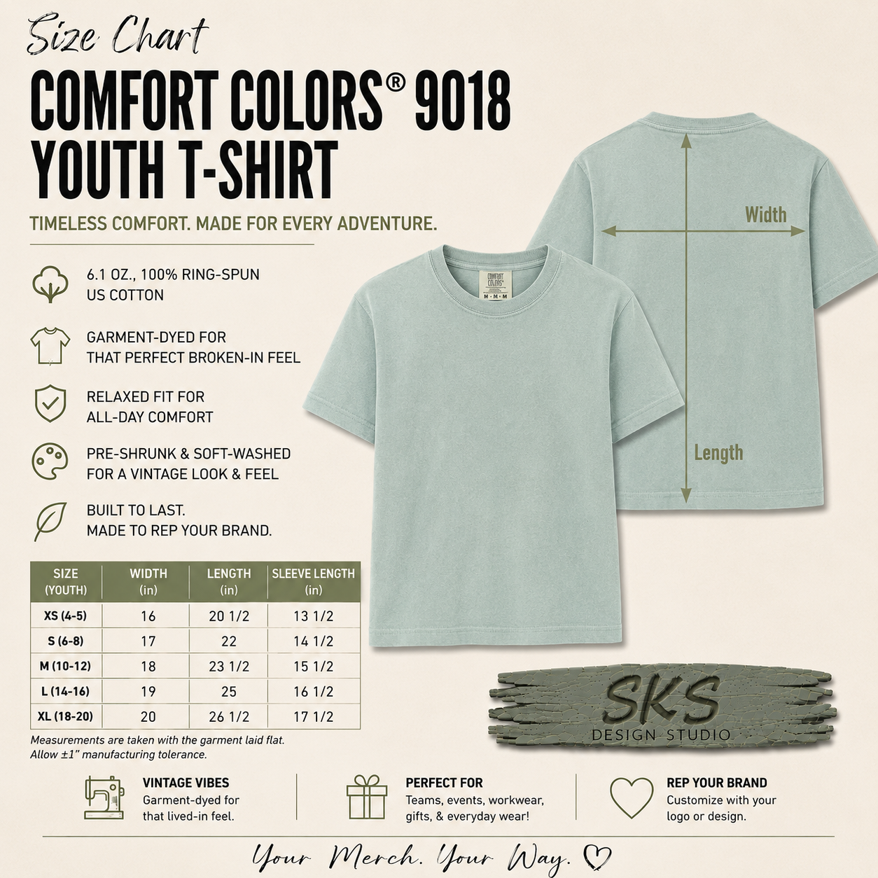 CUSTOM LOGO | Youth Unisex T-Shirt [COMFORT COLORS]
