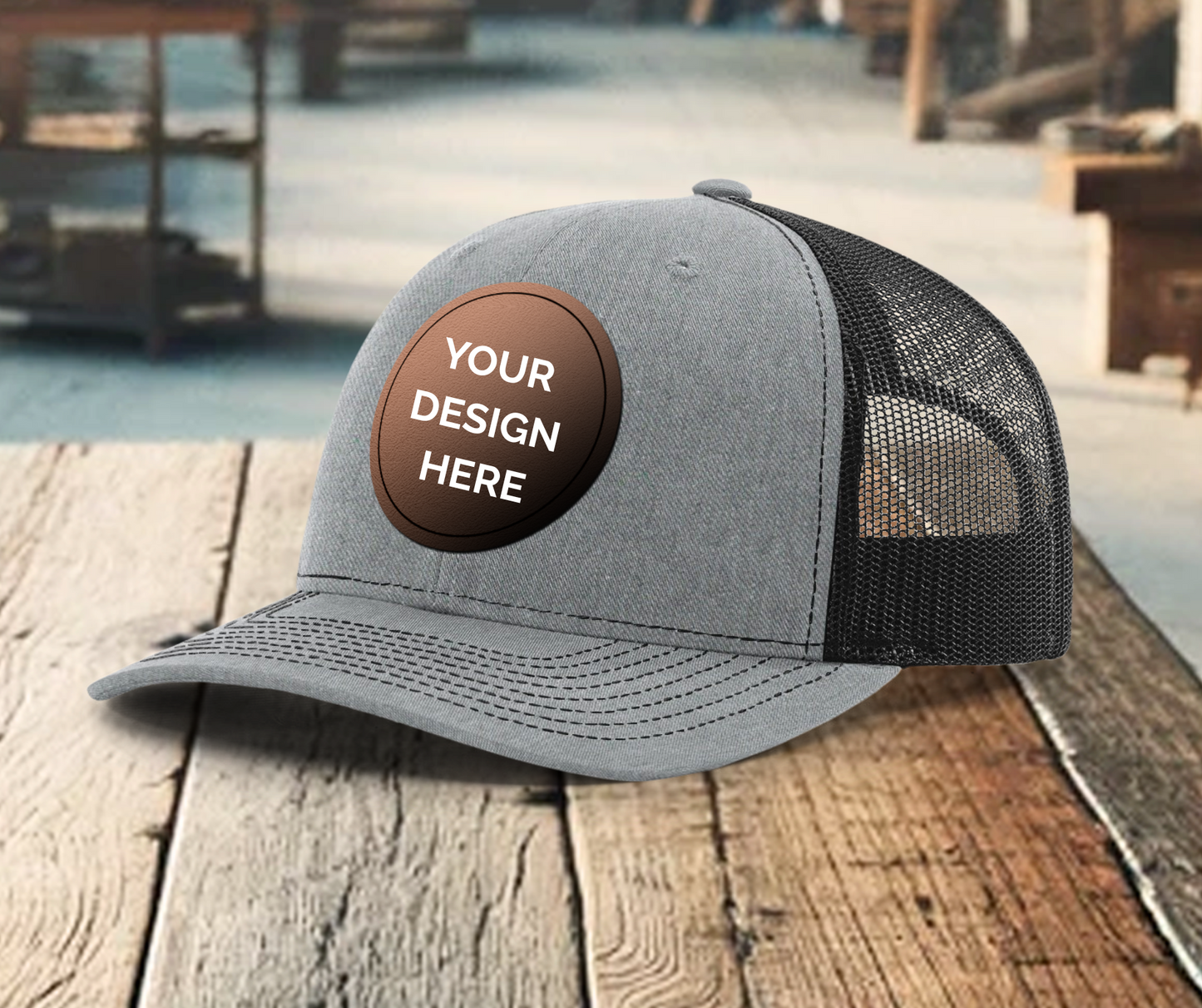 CUSTOM LOGO | Richardson 112 Hat with Laser Engraved Leather Patch