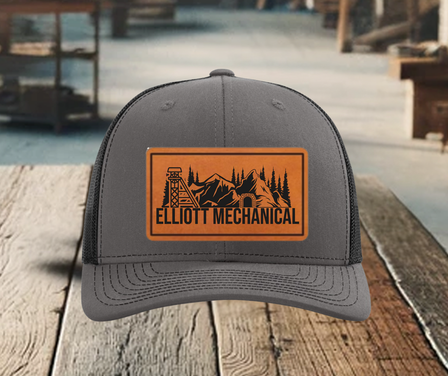 Elliott Mechanical | Richardson 112 Hat with Laser Engraved Leather Patch