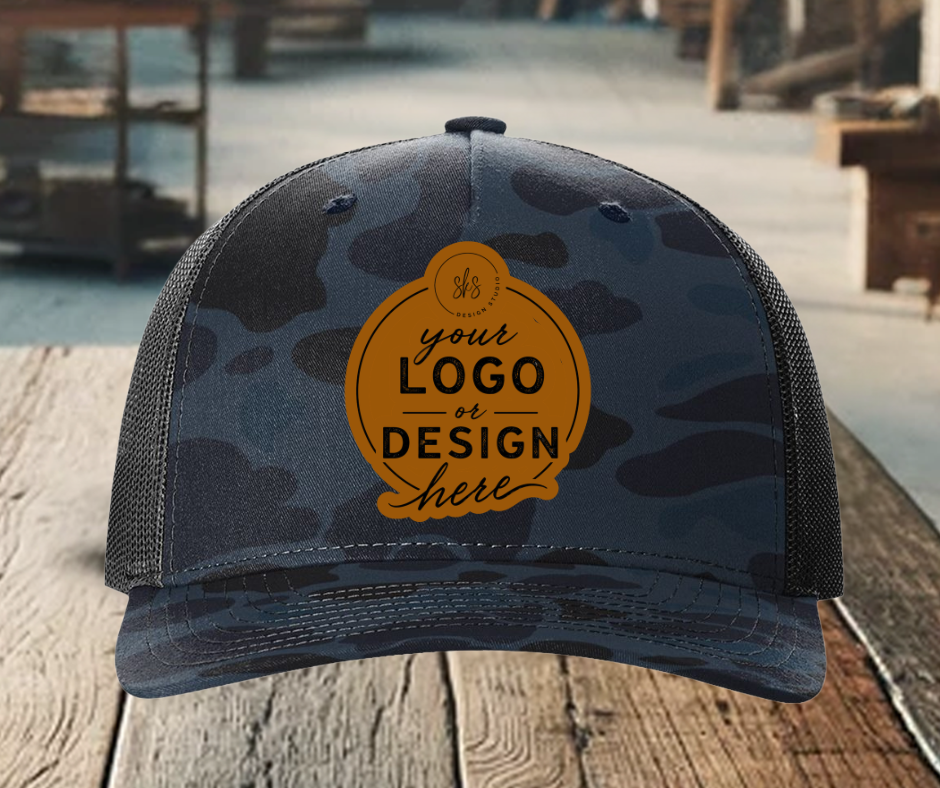 CUSTOM LOGO | Camo Richardson 112 Hat with Laser Engraved Leather Patch